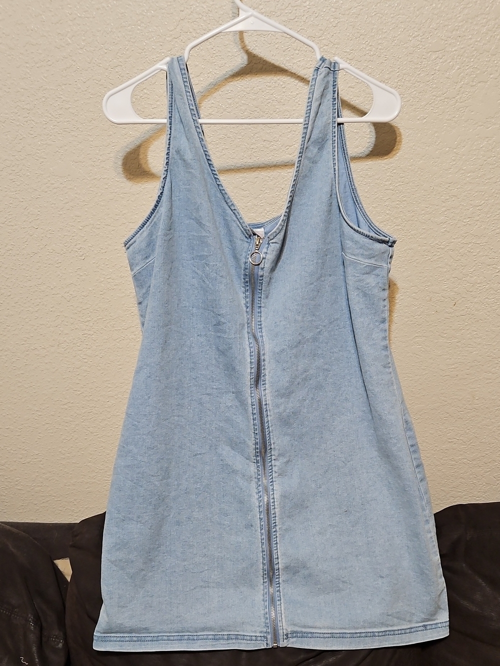 No Boundaries Light Blue Denim Zip-Front Mini Dress